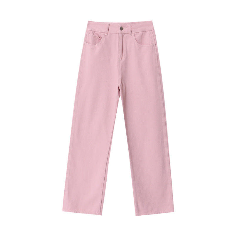Damen Lässige High-Waist Jeans mit weitem Bein Drune
