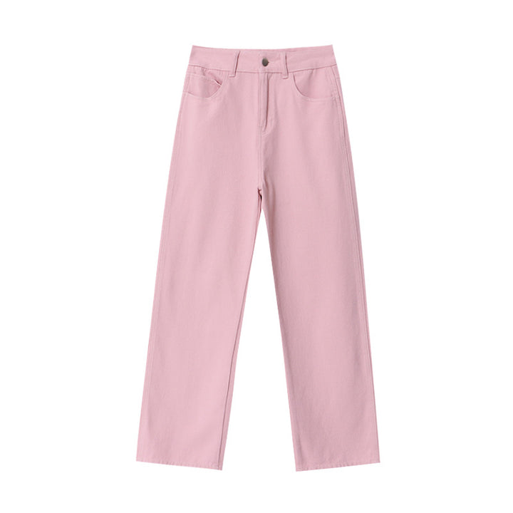 Damen Lässige High-Waist Jeans mit weitem Bein Drune