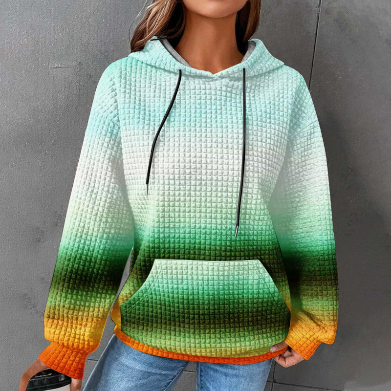 Damen Modischer Kapuzenpullover im Karodesign Drune