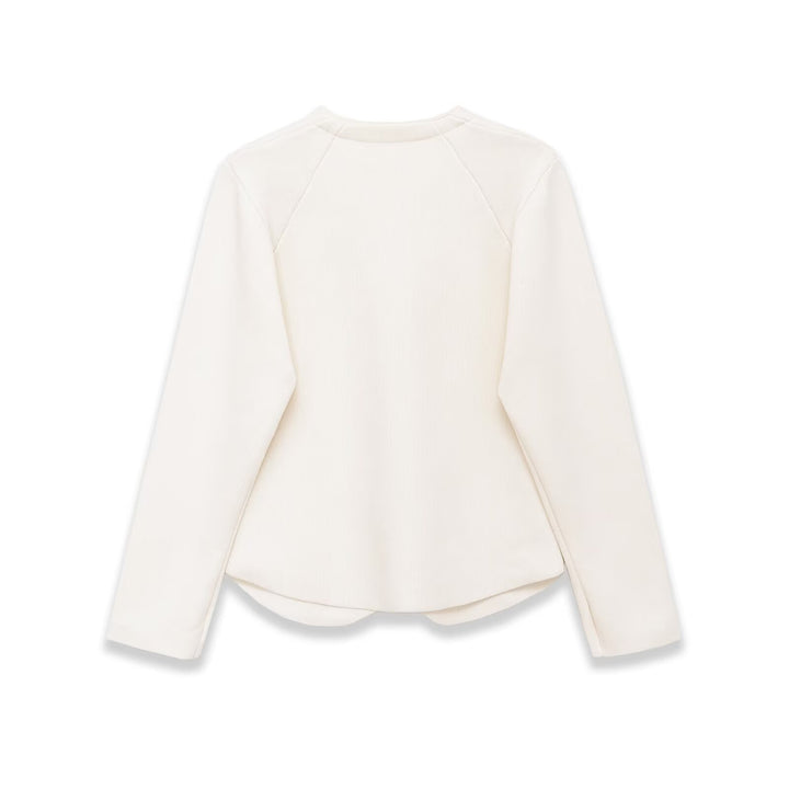 Damen Taillierter Rippstrick-Blazer-Cardigan mit V‑Ausschnitt und Zierknöpfen Drune