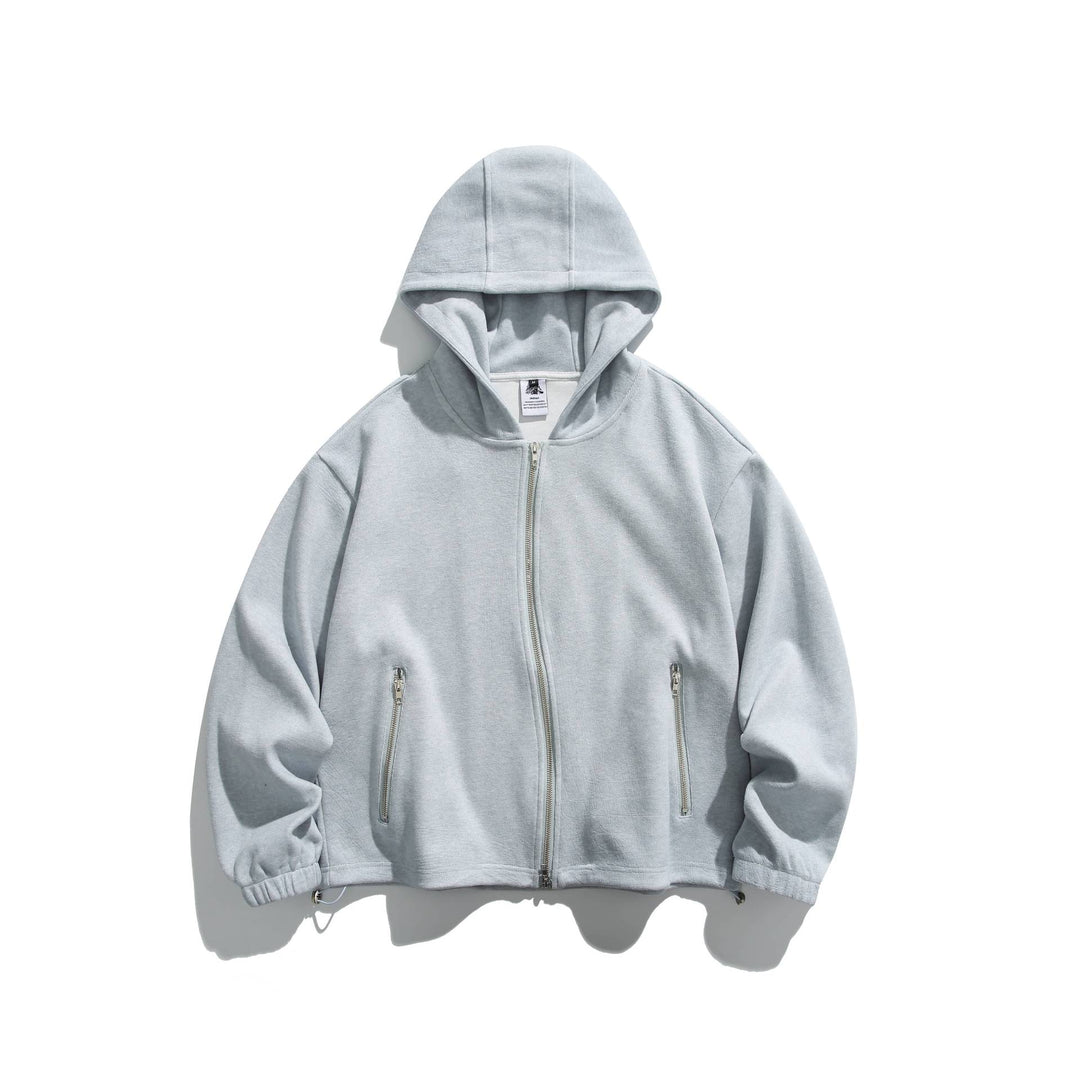 Unisex Leichte Zip-Hoodie-Jacke mit Reißverschlusstaschen und verstellbarem Saum Drune