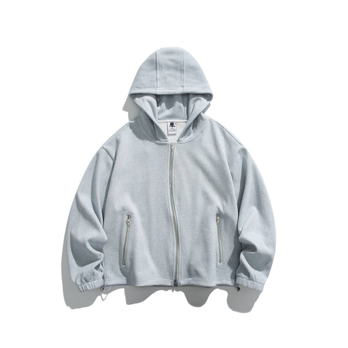 Unisex Leichte Zip-Hoodie-Jacke mit Reißverschlusstaschen und verstellbarem Saum Drune