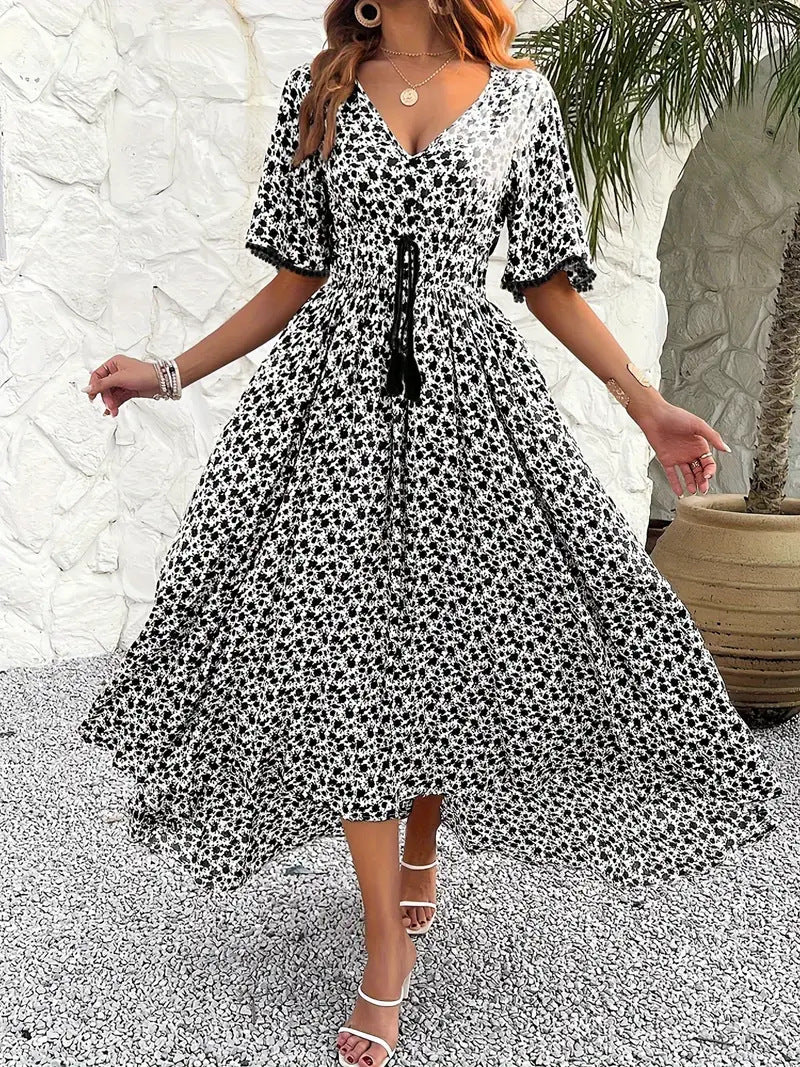 Damen Maxikleid mit floralen Mustern Drune