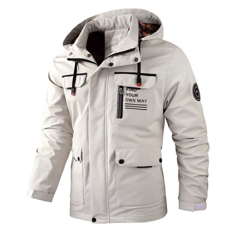 Herren wasserabweisender Utility‑Parka mit Kapuze, Mehrfach‑Taschen und Windschutz Drune