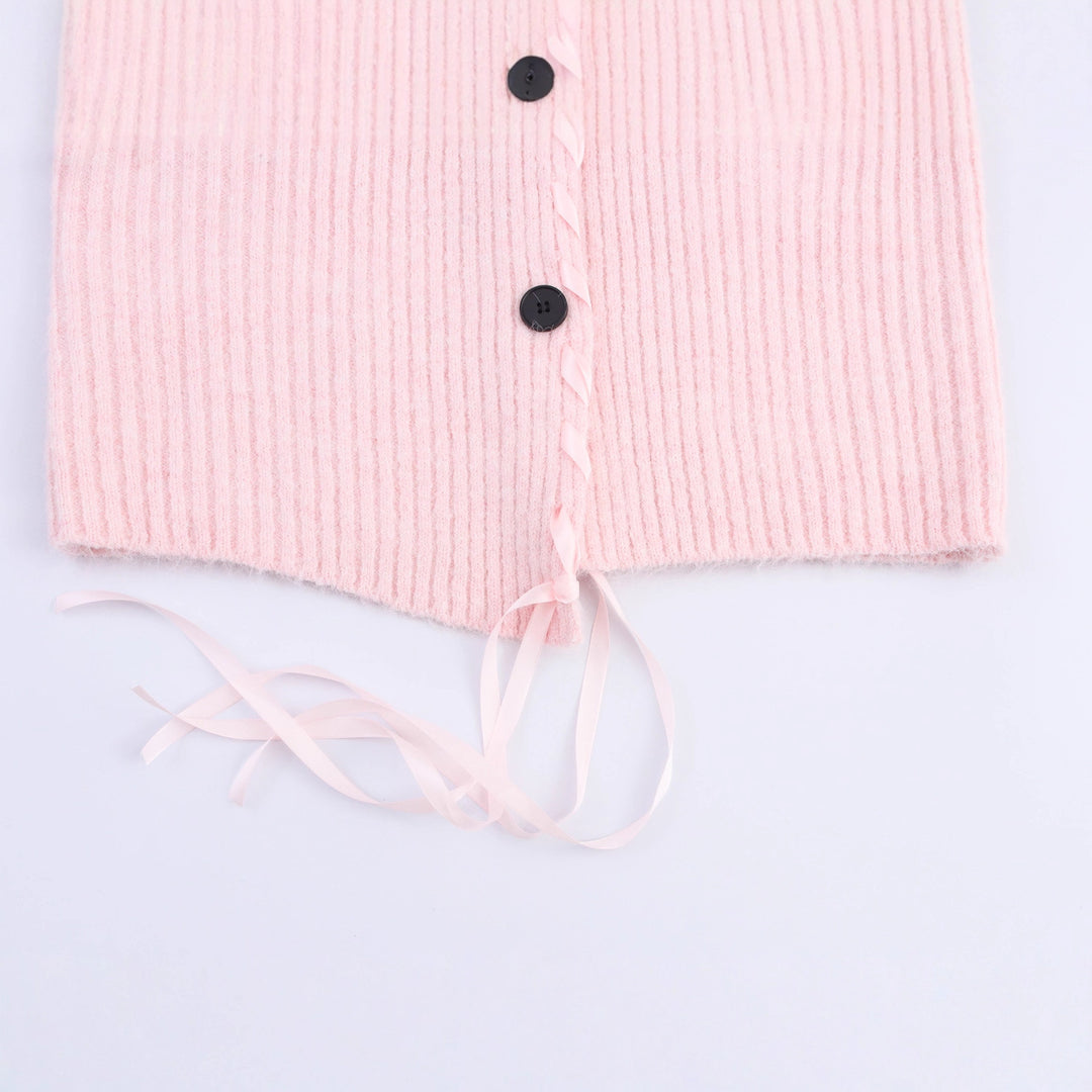 Damen Strickjacke mit künstlerischem Kragen und Rippstruktur Drune