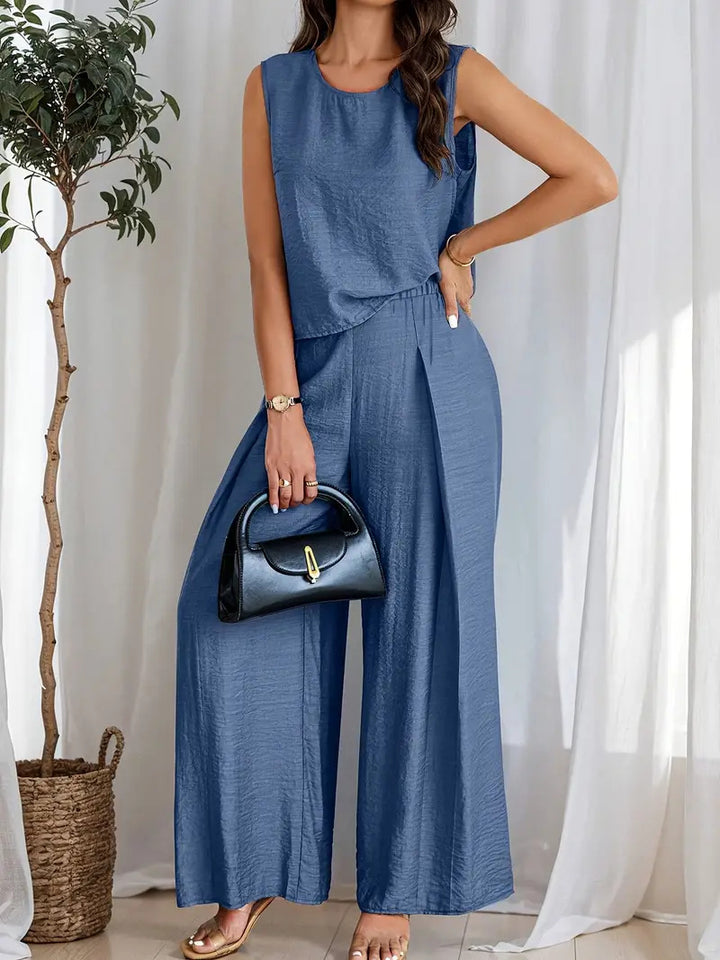 Damen weiches Oberteil und elegante weite Hose Drune