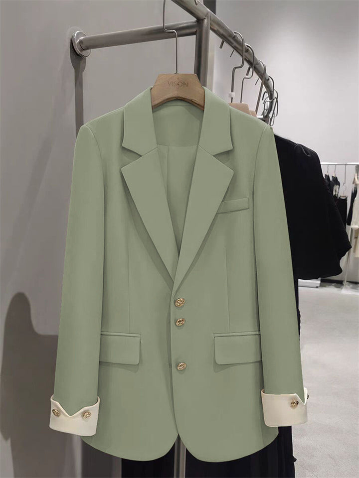 Damen Eleganter Blazer mit goldenen Knopfdetails Drune