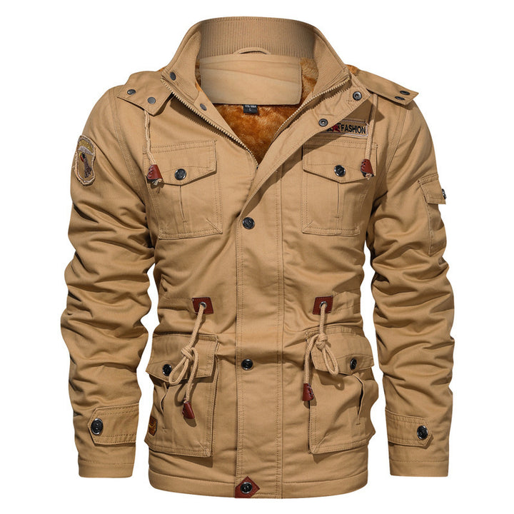 Herren Utility-Fieldparka aus Canvas mit Teddyfutter, Taillenkordel und Mehrfachtaschen Drune