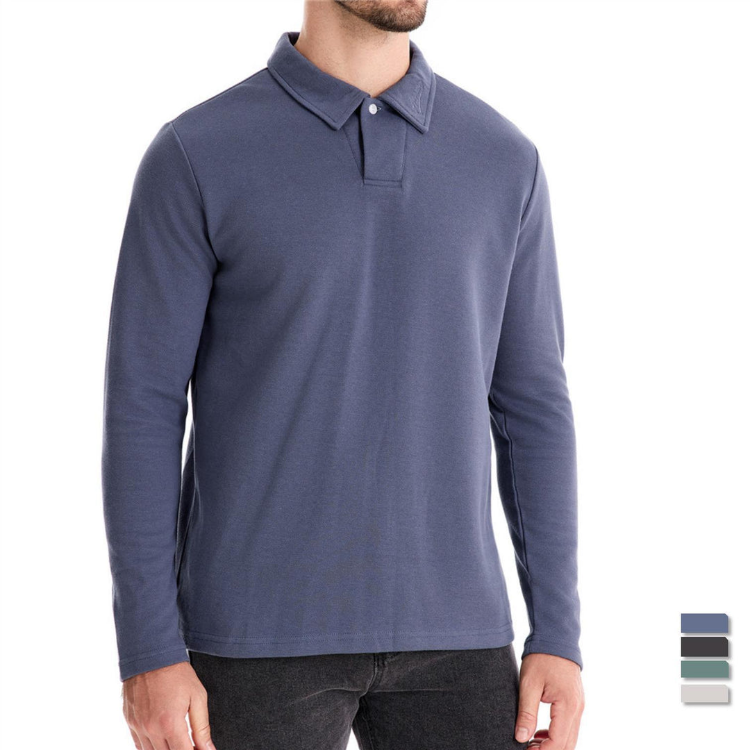 Herren Langarm Poloshirt mit intensivem Struktur-Design und klassischem Kragen Drune