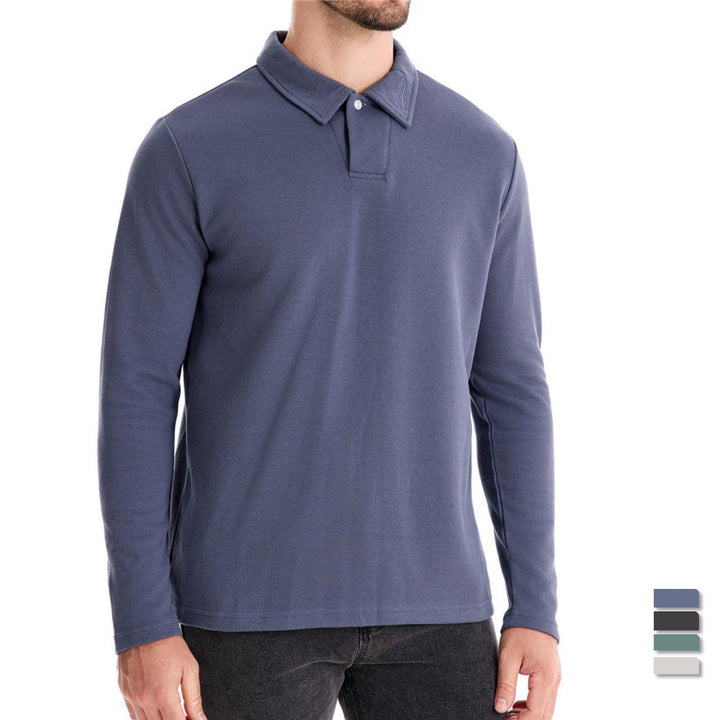 Herren Langarm Poloshirt mit intensivem Struktur-Design und klassischem Kragen Drune