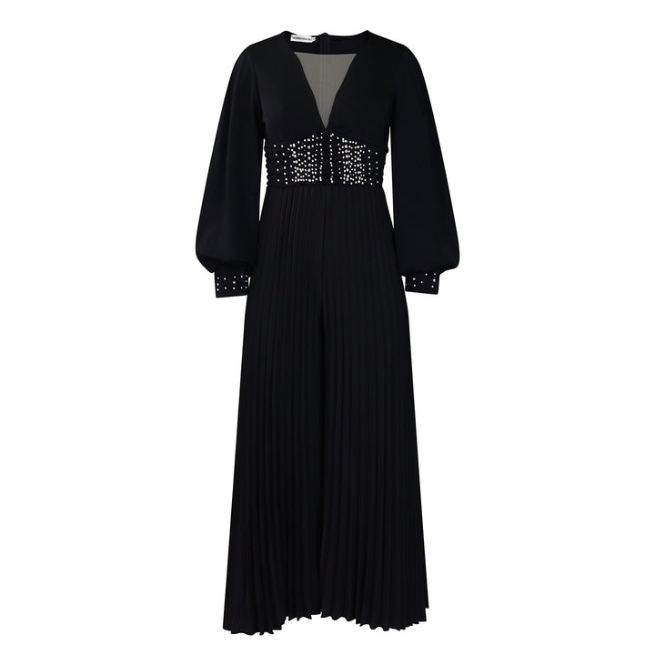 Damen eleganter Jumpsuit mit plissiertem Design und glitzernden Details Drune
