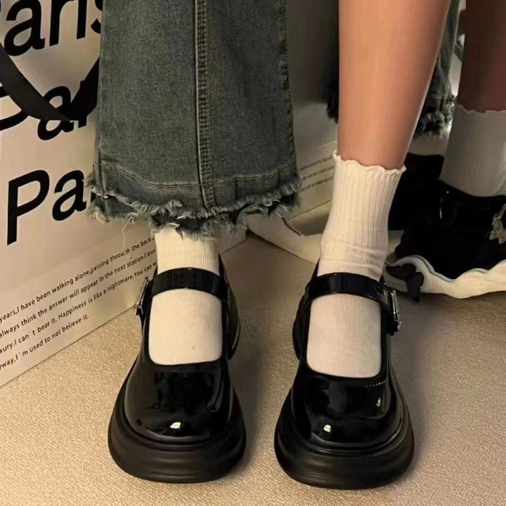 Damen Modische Plateau-Pumps mit verstellbarem Riemen und stabiler Sohle Drune
