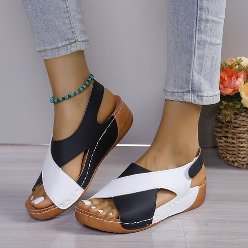 Damen Komfort-Slingback-Sandalen mit gepolstertem Fußbett und Klettverschluss Drune