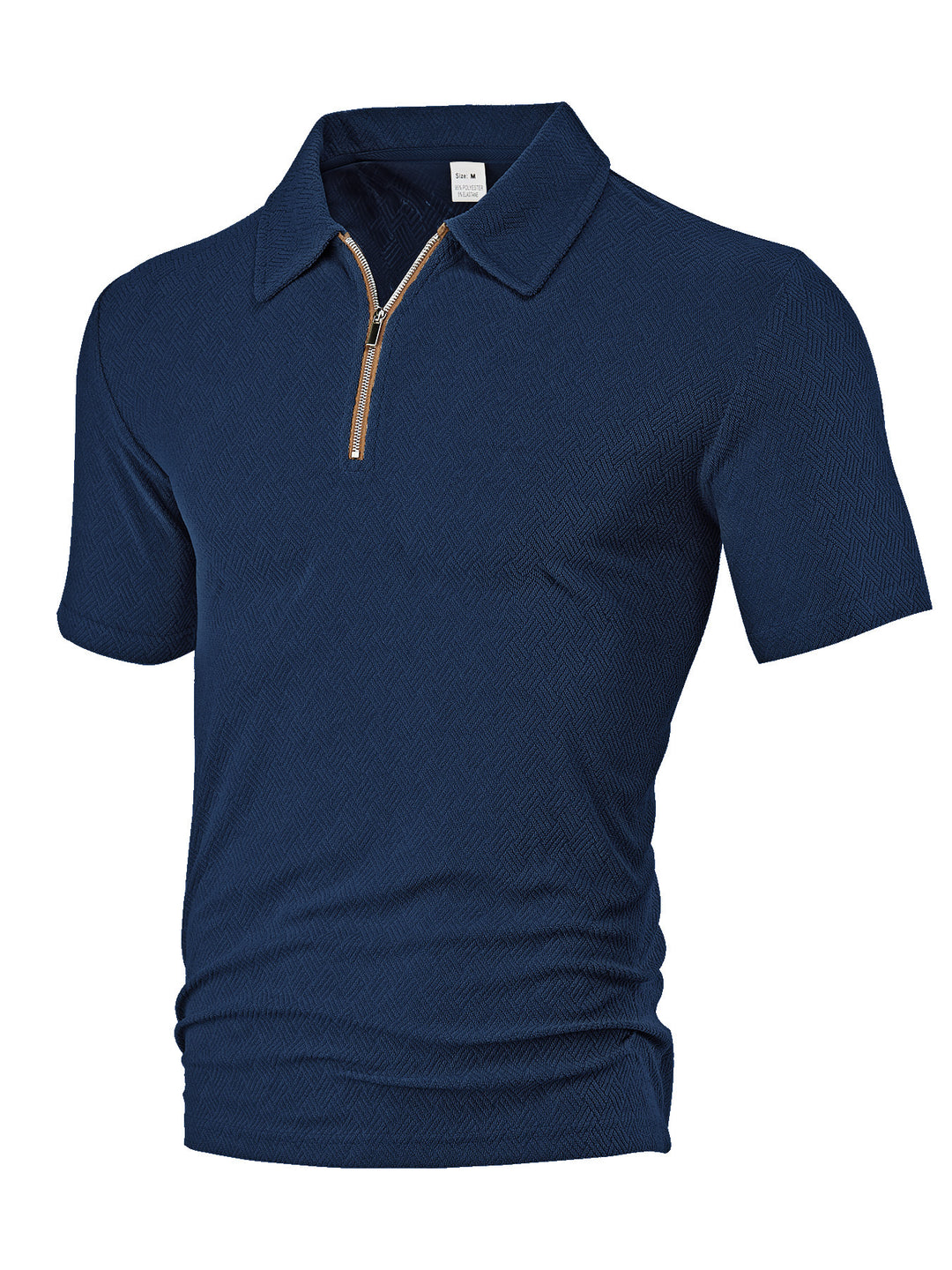 Herren nan schmal geschnittenes Halbzip-Polo mit feiner Fischgrät-Jacquardstruktur Drune