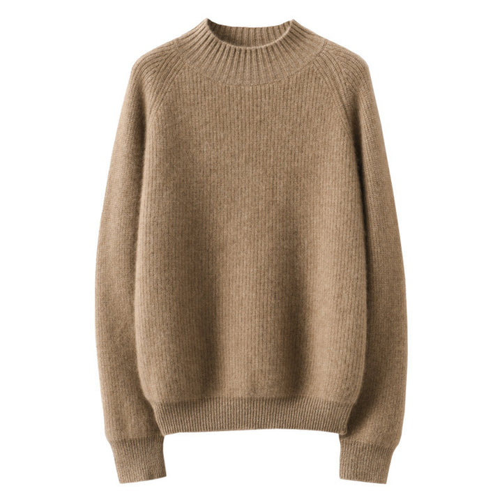 Damen Kurz-Stehkragenpullover aus feinem Feinstrick mit kaschmirähnlicher Weichheit und Raglanärmeln Drune