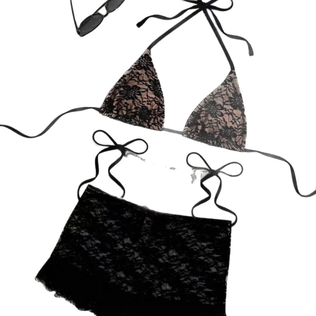 Damen Spitzen-Bikini mit Rüschen Drune