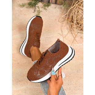 Damen  gestrickte Slip-On Plateau-Sneaker mit atmungsaktivem Obermaterial und gepolstertem Komfortfußbett Drune