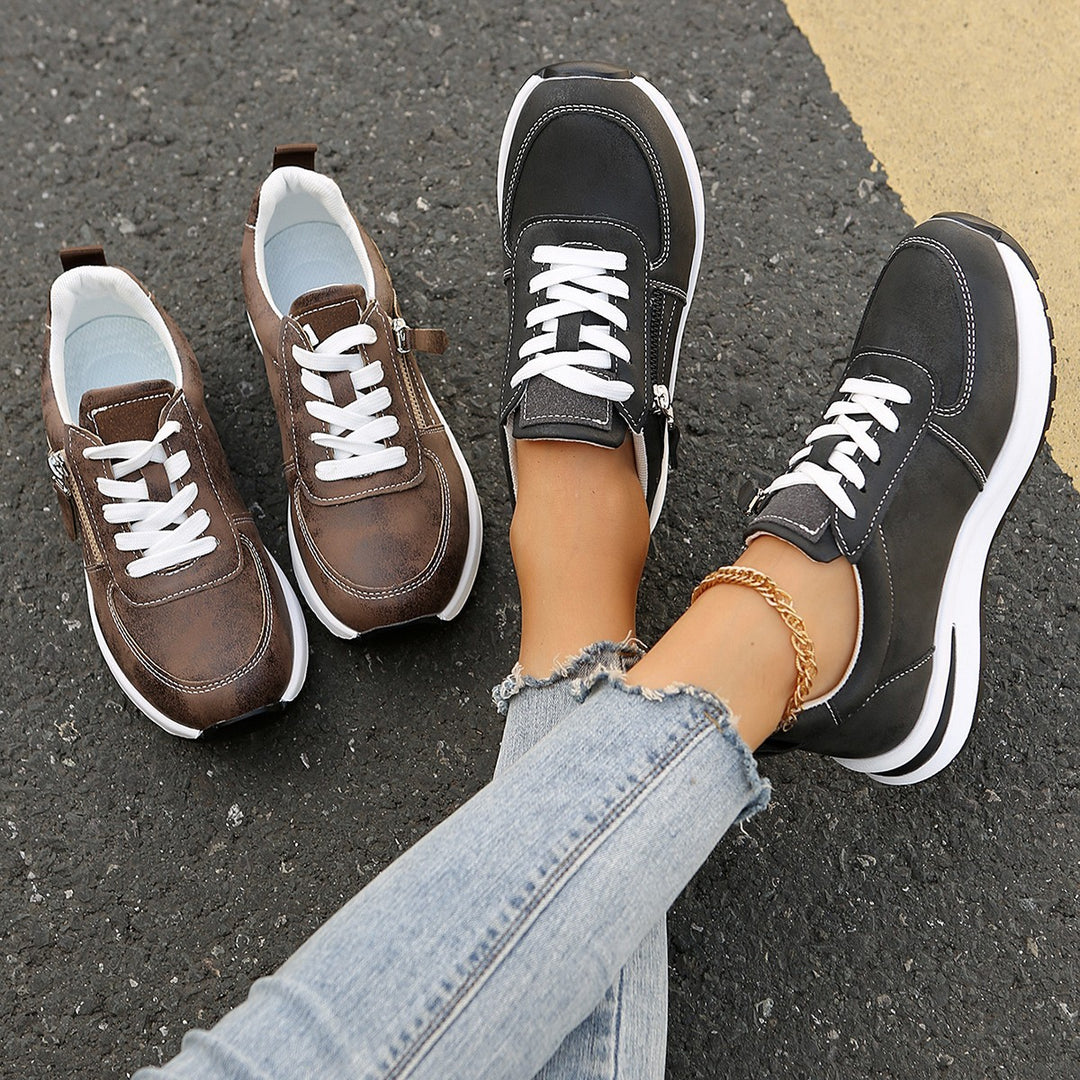 Damen Plateausneaker mit Reißverschluss‑Detail und gepolstertem Komfortfußbett Drune