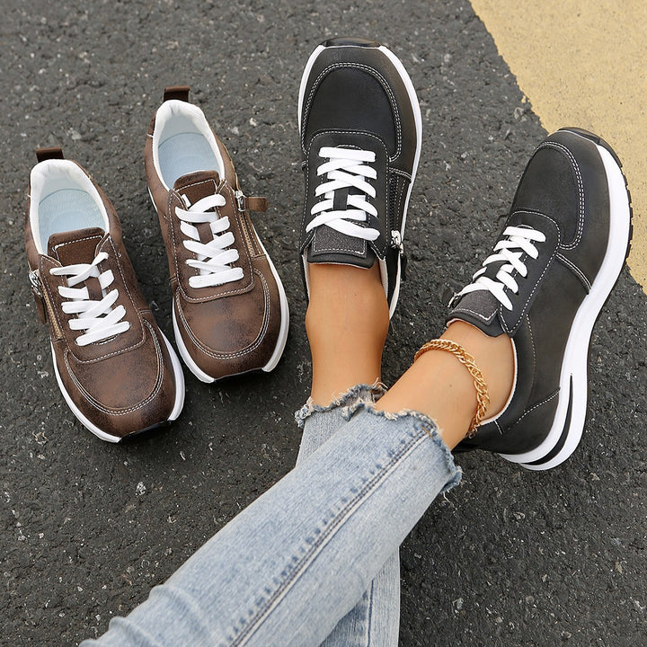Damen Plateausneaker mit Reißverschluss‑Detail und gepolstertem Komfortfußbett Drune