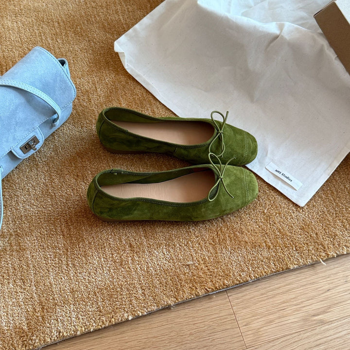 Damen Ballerinas aus weichem Wildleder mit modischem Schleifendetail Drune