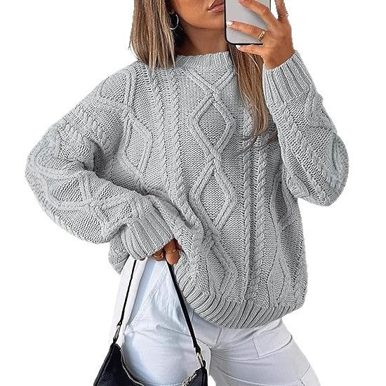 Damen Oversize-Zopfmuster-Pullover aus grobem Strick Drune