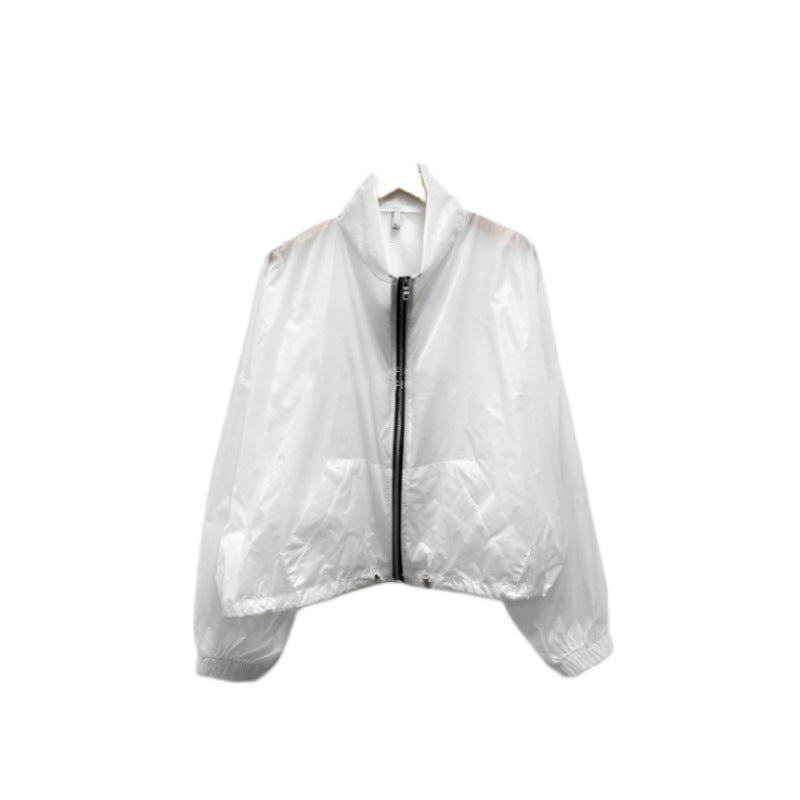 Damen transparente Windjacke mit Reißverschluss Drune