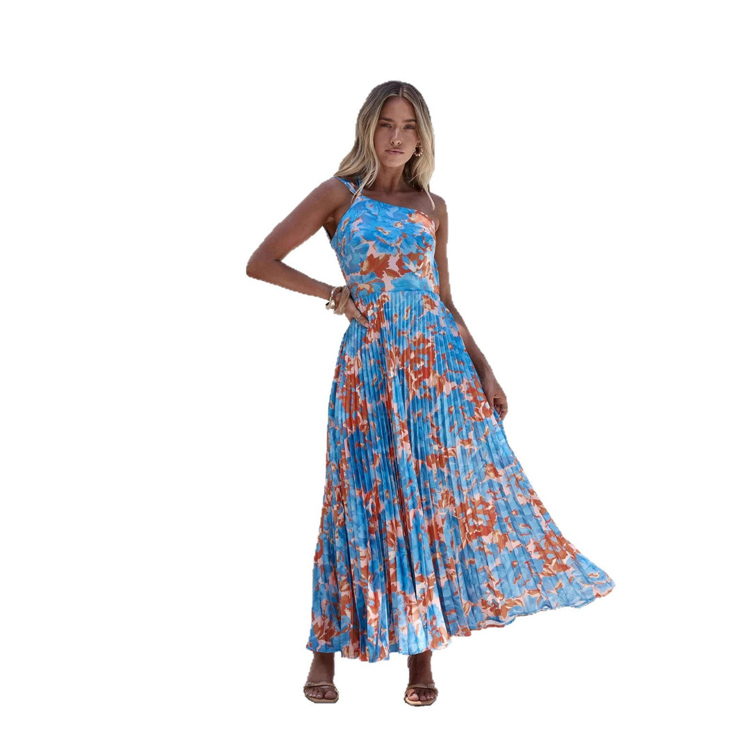 Damen Maxikleid mit schwingendem Faltenrock und femininem Floral-Design Drune