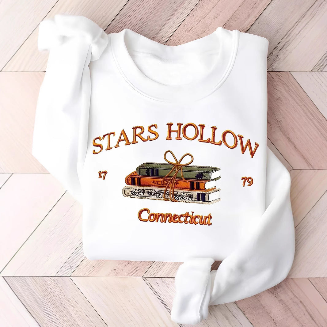 Damen Sweatshirt mit kreativem Stars Hollow Motiv Drune