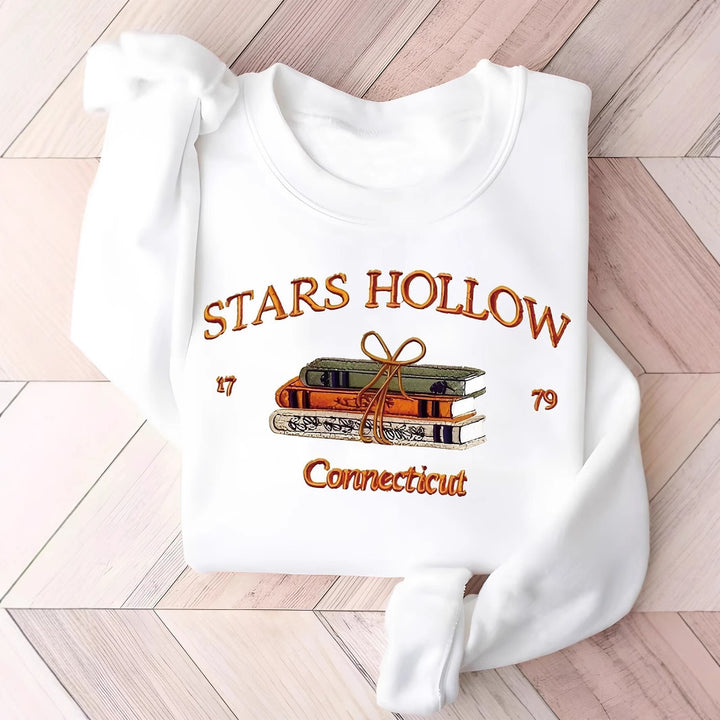 Damen Sweatshirt mit kreativem Stars Hollow Motiv Drune