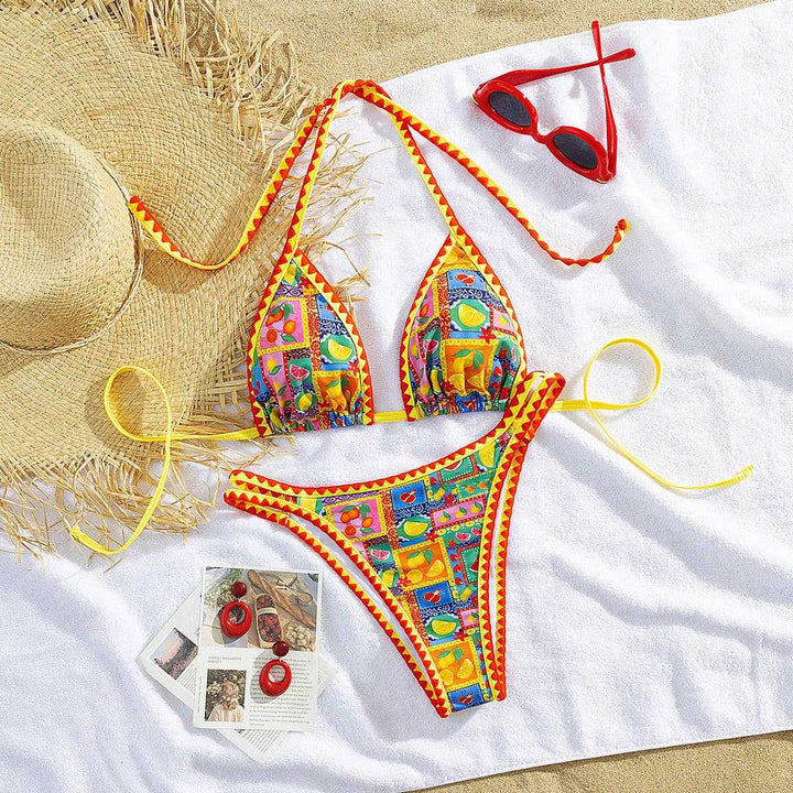 Damen Triangel-Bikini mit buntem Mustermix Drune