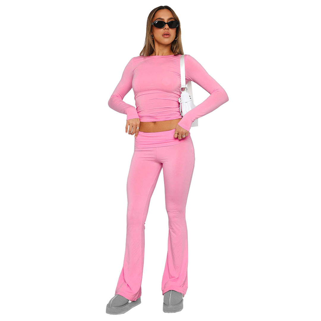 Damen Hochbund Yoga-Hose mit Wickelbund, ausgestelltem Bein und Stretchqualität Drune