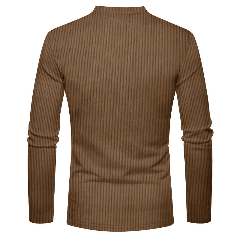 Herren Rippenfeinstrick Langarmshirt mit Slim‑Fit und Stehkragen Drune