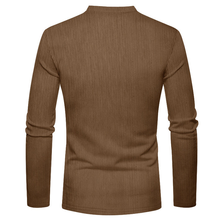 Herren Rippenfeinstrick Langarmshirt mit Slim‑Fit und Stehkragen Drune
