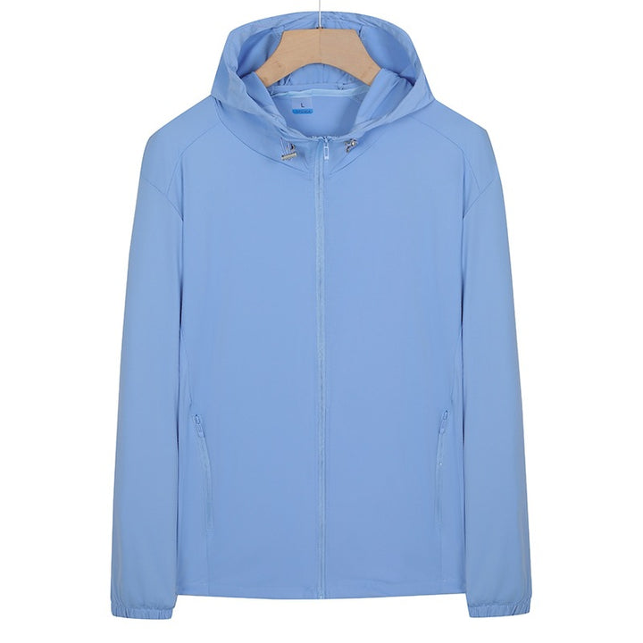 Unisex Leichte wind- und wasserabweisende Kapuzen‑Übergangsjacke mit durchgehendem Reißverschluss, Reißverschlusstaschen & elastischen Bündchen Drune