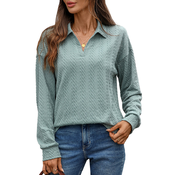 Damen Langarm-Polohemd mit strukturierter Strickoberfläche Drune
