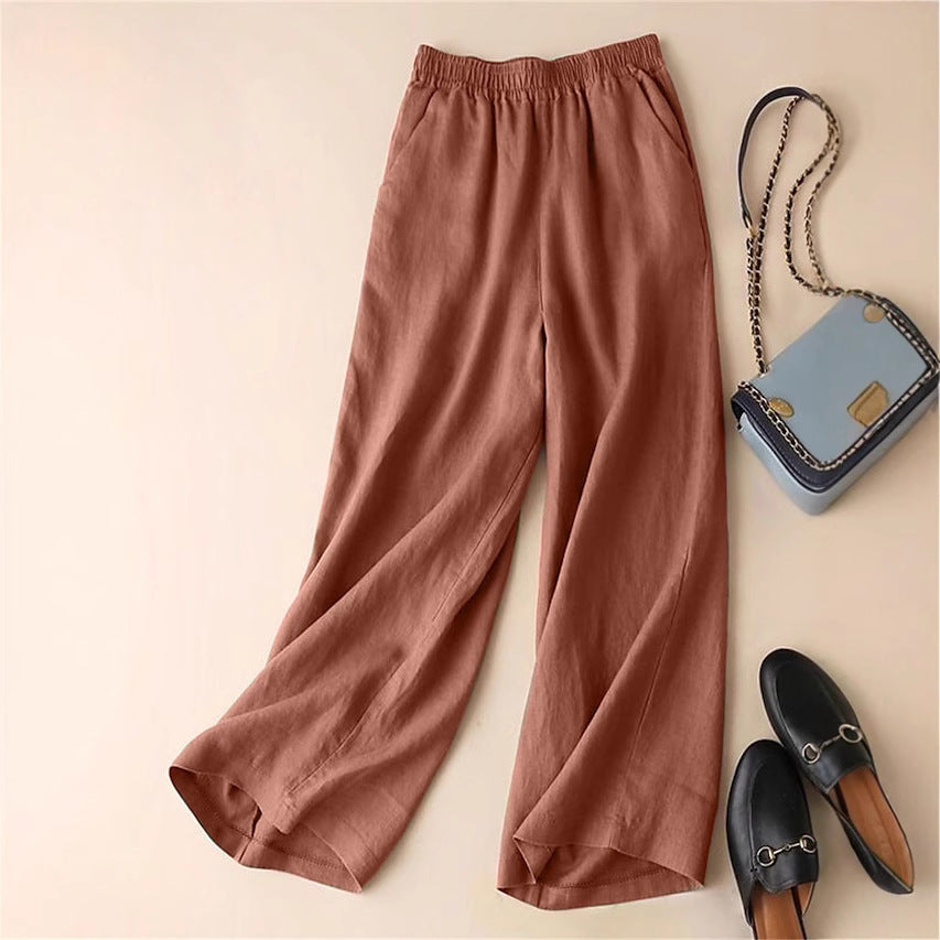 Damen Elegante Freizeithose mit elastischem Bund und seitlichen Taschen Drune