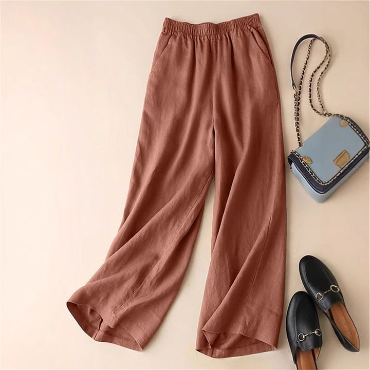 Damen Elegante Freizeithose mit elastischem Bund und seitlichen Taschen Drune