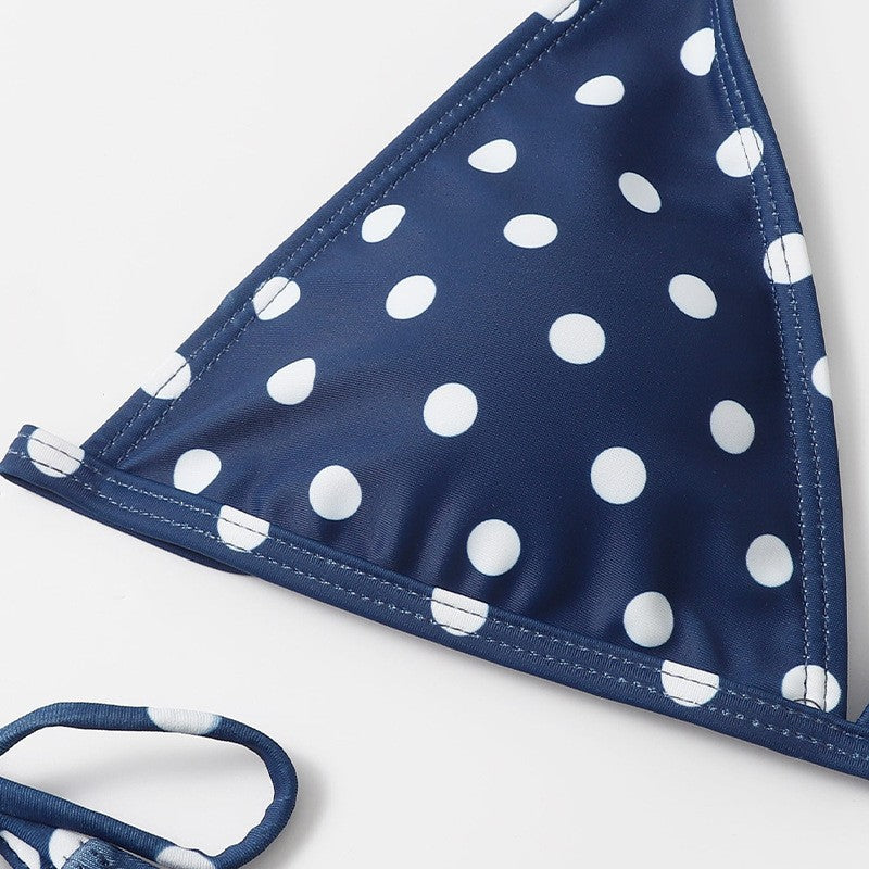 Damen Triangel-Bikini mit hochwertigem Punktmuster und verstellbaren Bändern Drune