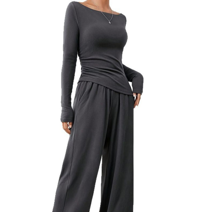 Damen Lässiges Oberteil und weite Hose Set Drune