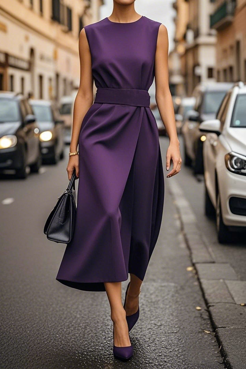 Damen elegantes Maxikleid mit schlanker Silhouette und seitlichem Schlitz Drune
