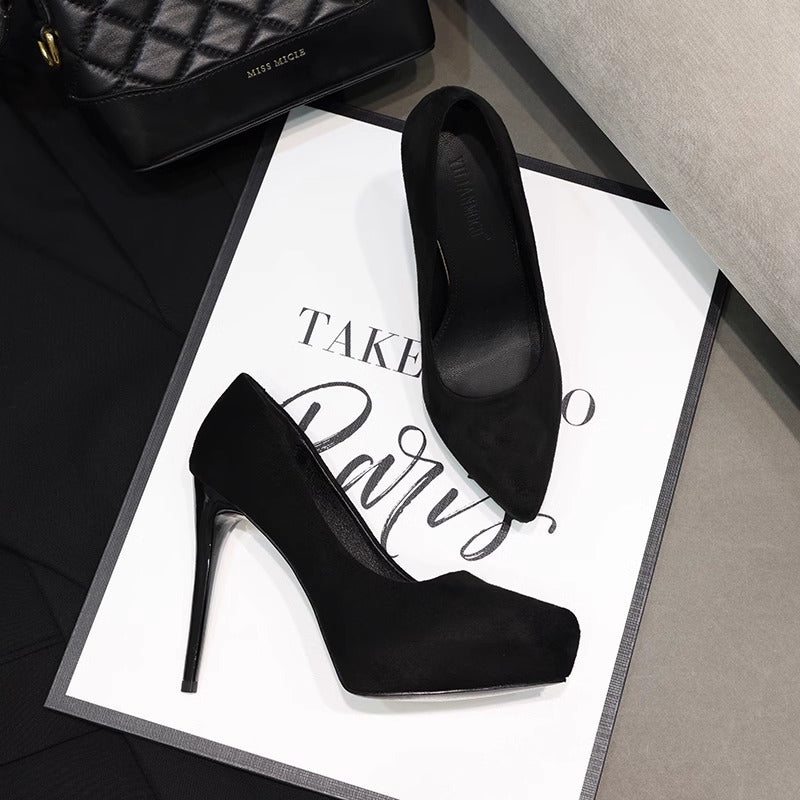 Damen spitze High Heel Pumps mit eleganter Plateausohle Drune