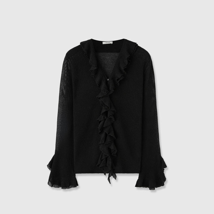 Damen Strickpullover mit Rüschenverzierung Drune