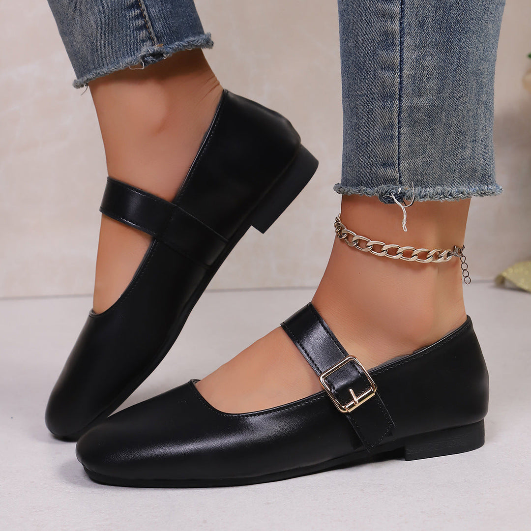 Damen Ballerina-Schuhe mit verstellbarem Riemendesign und bequemem Fußbett Drune