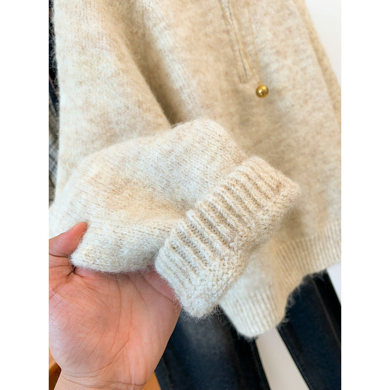 Damen Kuscheliger Hoodie mit halbem Reißverschluss und Kängurutasche Drune