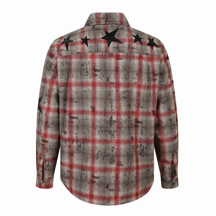 Damen Hemdenjacke im Oversize‑Schnitt mit Sternapplikationen Drune