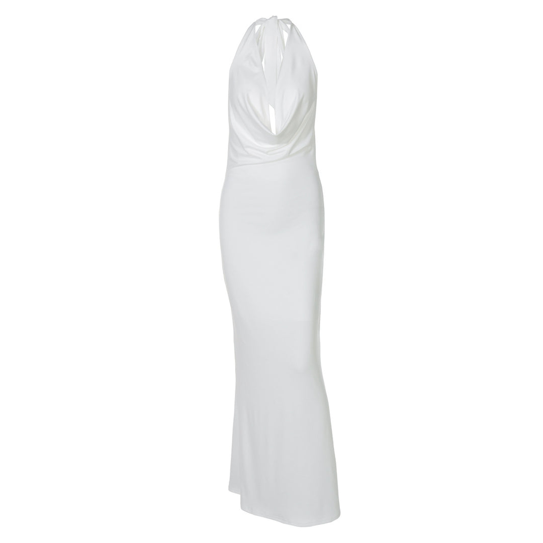 Damen Elegantes Longdress mit tiefem V-Ausschnitt und figurbetontem Schnitt Drune