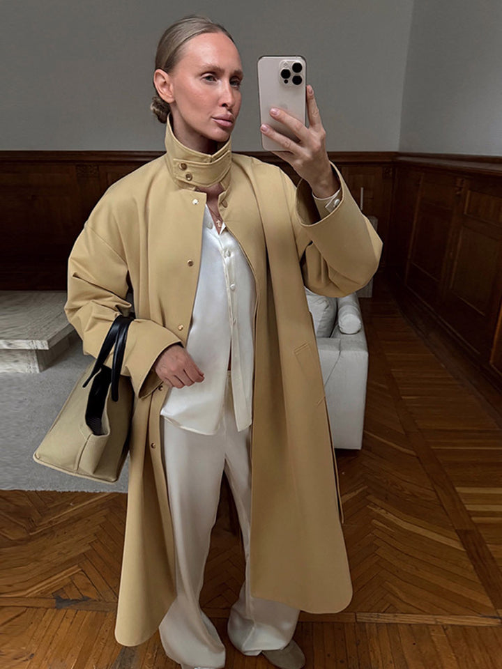 Damen Oversized Trenchcoat mit praktischem Knopfverschluss Drune