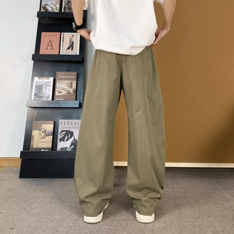 Damen lockere Palazzo-Hose mit elastischem Bund und tiefen Taschen Drune