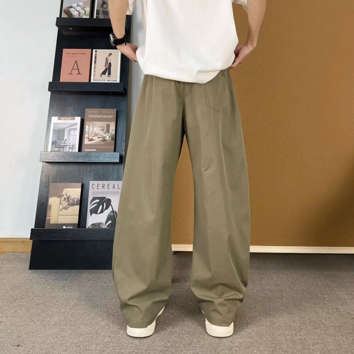 Damen lockere Palazzo-Hose mit elastischem Bund und tiefen Taschen Drune