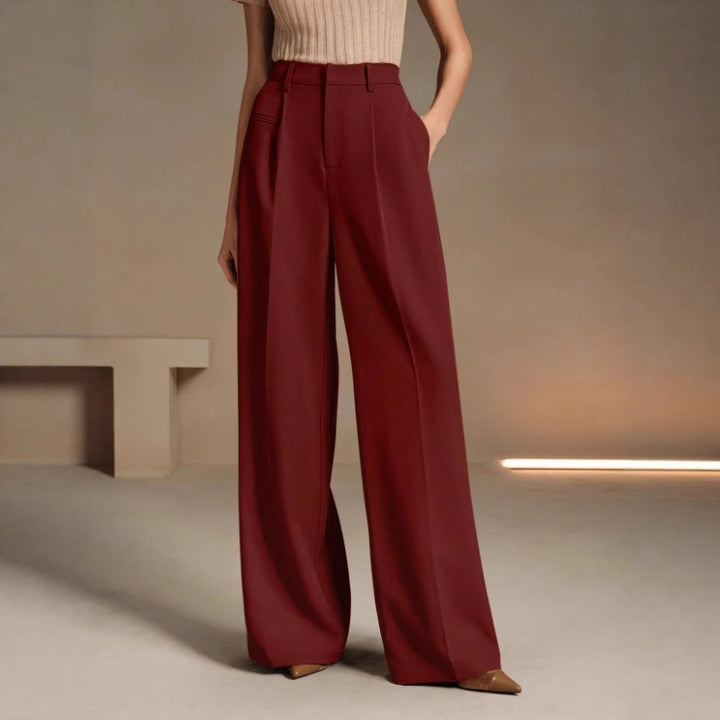 Damen Weite und elegante Anzughose mit hohen Bund Drune
